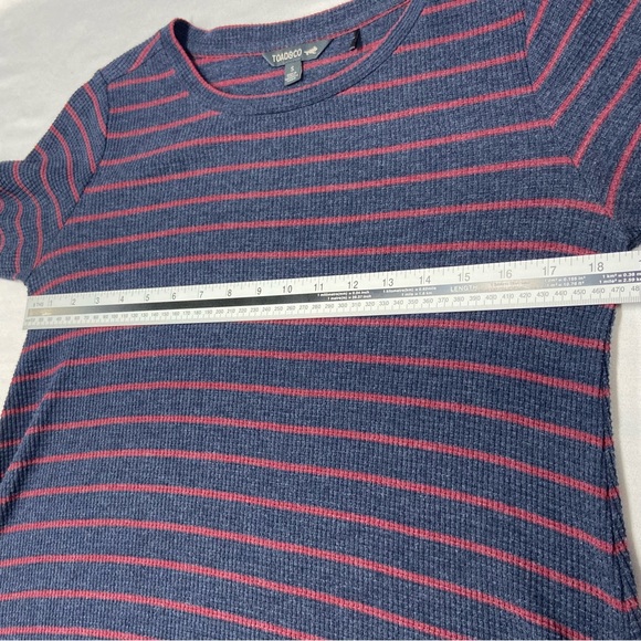 Toad&Co Dress Foothills Long Sleeve Waffle Knit Navy Red Organic Cotton Small - Picture 7 of 15